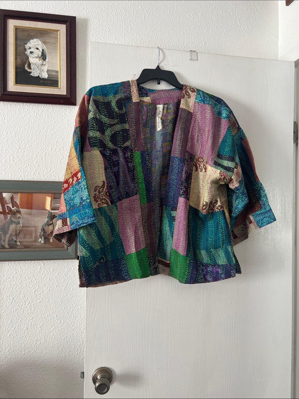 Bohemian Patchwork Open-Front Cardigan - Multicolor